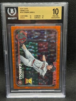 2024 TOPPS ORANGE FOIL #156 CORBIN CARROLL 148/299 BGS 10 PRISTINE