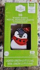 Holiday Time 10 Count Warm White Metal Santa ,Penguin ,Deer Lights 5.5 ft Length