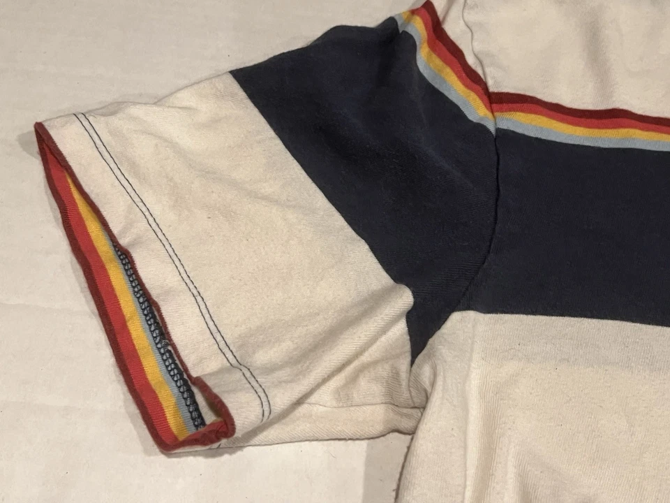 Camiseta Atari Rayas Estilo Retro L Grande Comida Chatarra Azul Rojo Blanco Amarillo Foto 3 de 4