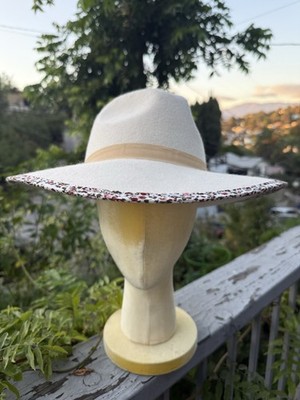 Peter GRIMM HAT Western Cream WOOL FELT O/S True Character Boho EUC Floral Trim