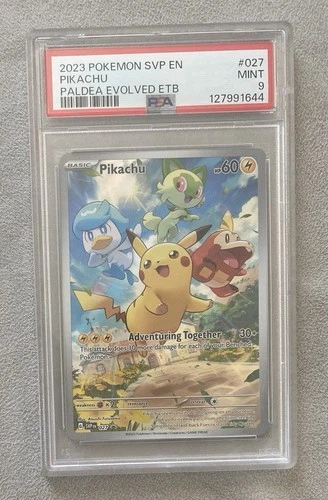 Pokémon TCG Pikachu 27 Paldea Evolved Black Star Promo Mint PSA 9