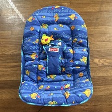 Fisher-Price J0418 Baby Bouncer Seat Cover Pad Blue Ocean Fish, Washable