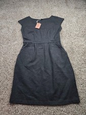 Quince Dress Womens Large Gray Sheath Ultra Stretch Ponte Cap Sleeve NWT