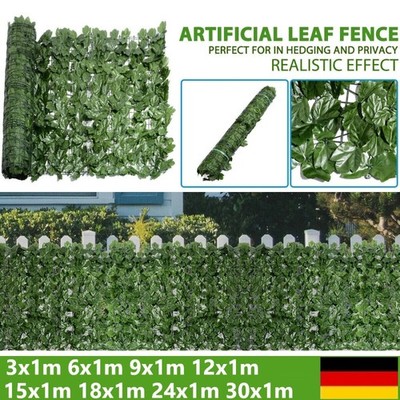 3-30m Künstliche Efeu Hecke Sichtschutz Windschutz Balkonverkleidung Blätterzaun