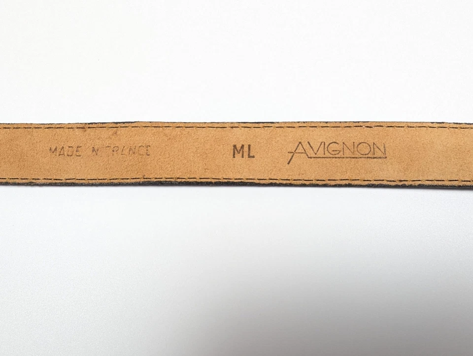 Aviñón Hecho en Francia Cuero Tooled Western Cinturón Hebilla Plateada Púrpura ML Foto 2 de 4