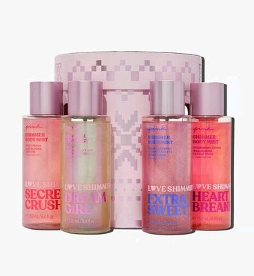 New VICTORIA S SECRET PINK LOVE SHIMMER FRAGRANCE Gift Set -BODY MISTS SPRAY