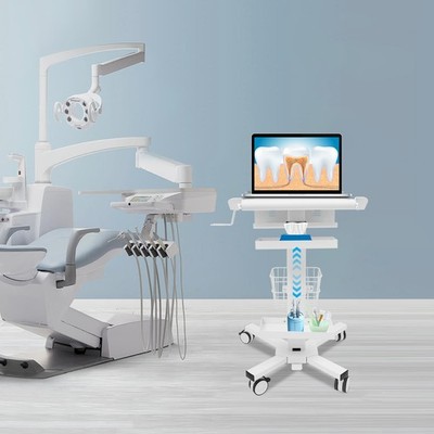 Laptop Workstation Cart, Medical Cart With Wheels, Cart With Scanner Holder