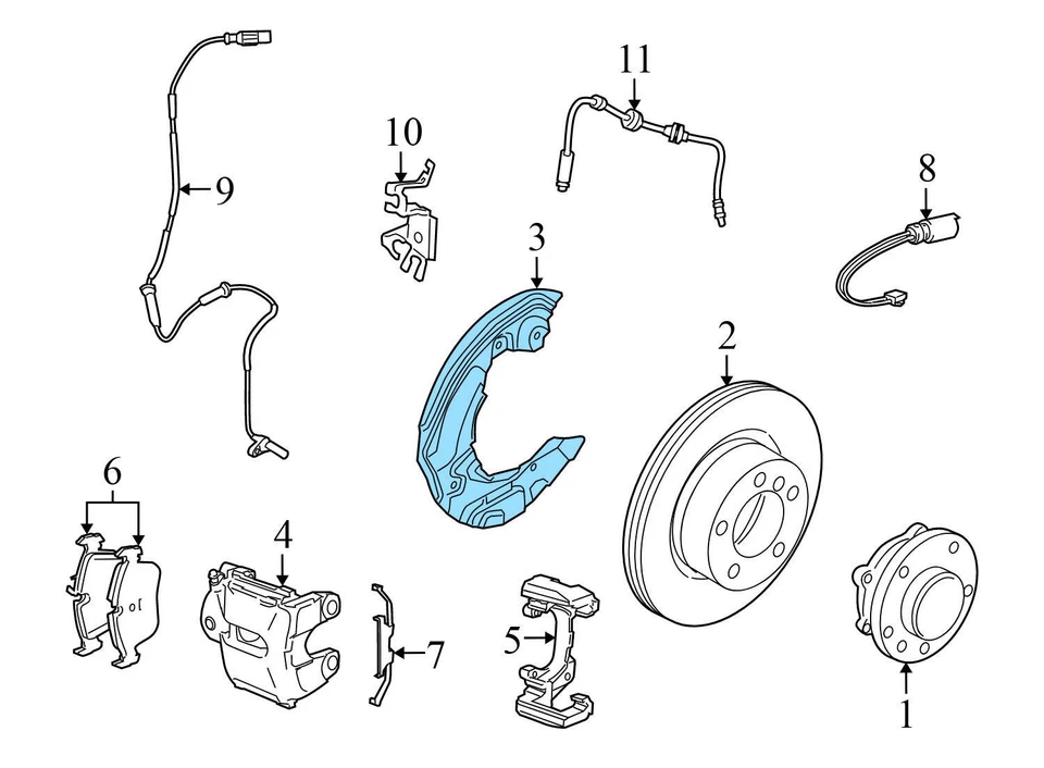 BMW 335D 2009-2011 - Freno delantero izquierdo polvo/escudo contra salpicaduras/placa 6780215 Foto 3 de 4