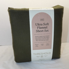 Threshold Ultra Soft Flannel KING 4-Piece Sheet Set 100 Cotton DARK GREEN - NEW