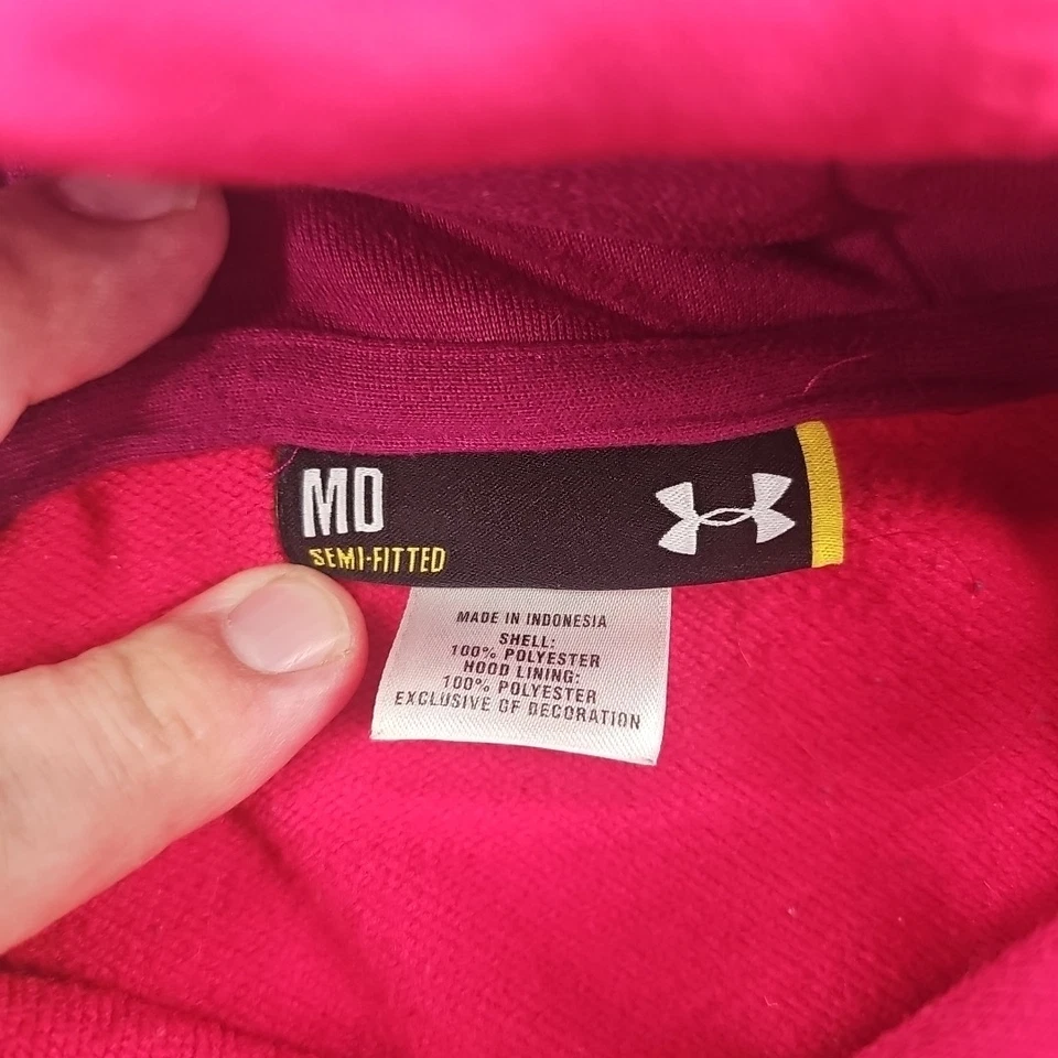 Under Armour Ladies Pink Semi-Fitted Hoodie Sweatshirt Size M - Image 4 of 4
