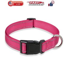 Reflective Dog Collar with Buckle Adjustable Safety Nylon Collars for Small M...