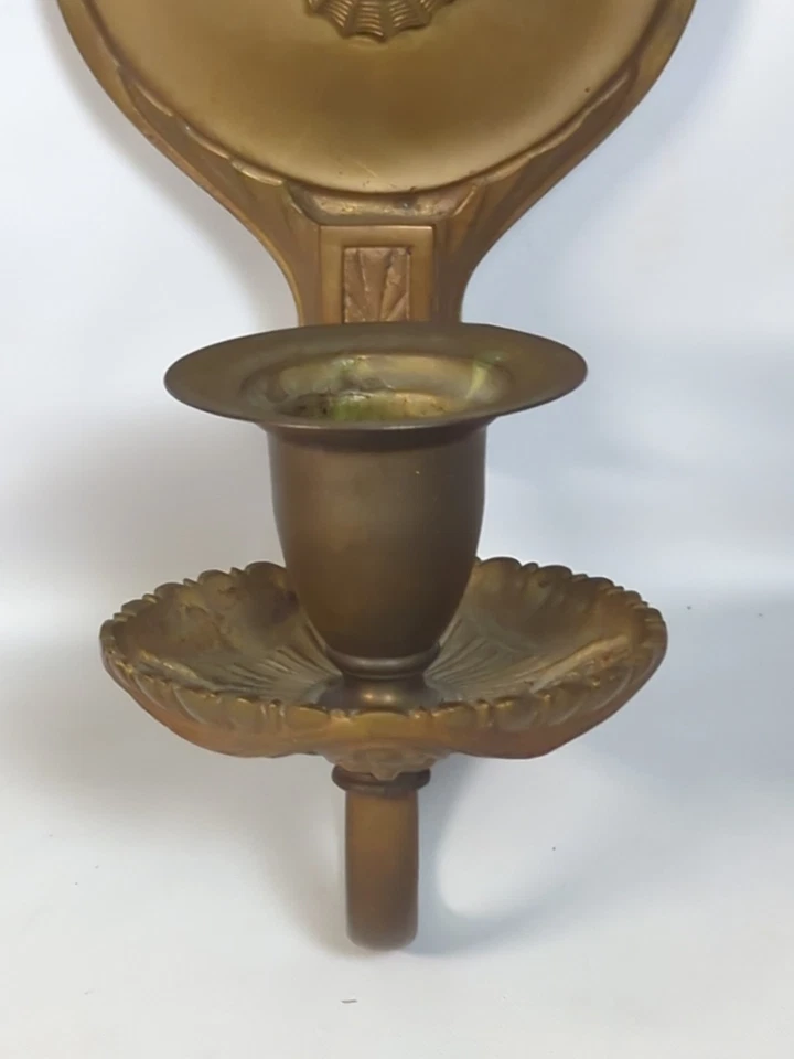 Aplique antiguo vintage de latón ornamentado metal soporte de vela victoriano Foto 4 de 4
