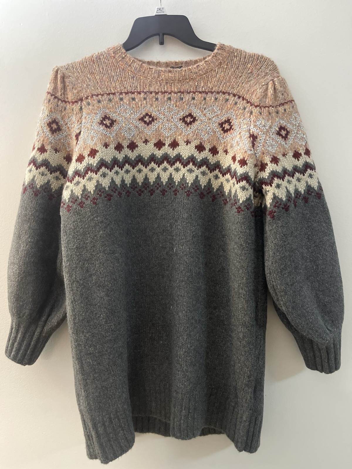 Zara New And Rare Zara Fair Isle knit Balloon Sleeve Jacquard Dress (size M) thumbnail 9