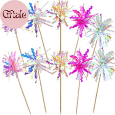 10 Pcs Happy Birthday Toppers, Sparkle Foil Cupcake Picks for Party