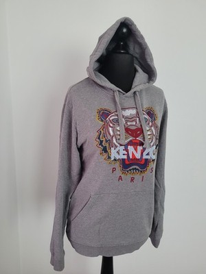 Kenzo Tiger Hoodie Pullover Paris Gr.S Sweatshirt Grau Baumwolle