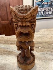 VTG Solid Wood Hawaiian Tiki Statue Hand Carved 14