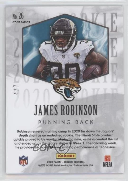 2020 Panini Honors 2004 Honors Rookies FOTL Purple /7 James Robinson #26 RC - Image 2 of 2