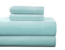 Pointehaven Flannel Deep Pocket Set with Oversized Flat Sheet, Twin XL, Aqua