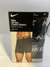 Nike Men's All Day Cotton Stretch Boxer BRIEF Underwear 3-Pack Size M Black/Wh
