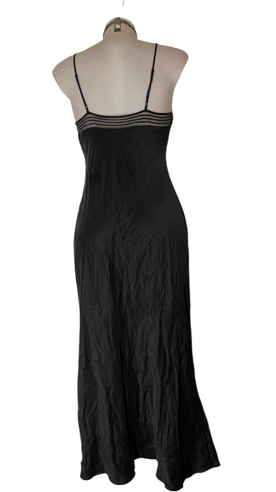 Vestido maxi slip vintage Victoria’s Secret tamanho M feminino seda preta babydoll grunge Y2K - Imagem 2 de 4