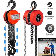 Chain Hoist Block and Tackle 2 Tonne Capacity Winch Engine Lift Puller Fall 3M