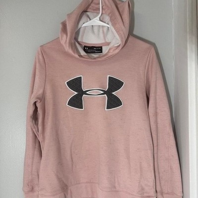 Under Armour Girls ColdGear Pink Pullover Hoodie Fleece Loose Fit Small