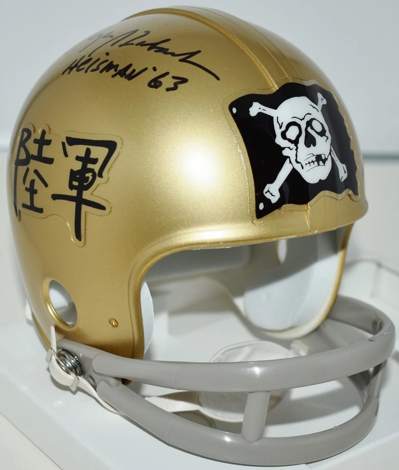 ROGER STAUBACH AUTOGRAPHED NAVY JOLLY ROGER 2 BAR TB MINI HELMET HEISMAN 63 JSA - Image 3 of 4