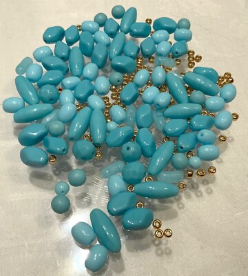 60 Gramm Böhmische Glasperlen excellenter Mix.+ TOHO Beads aqua opak/Roségold