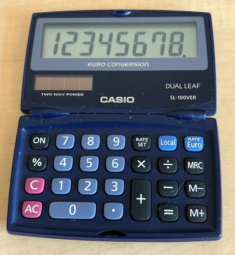 CASIO DUAL LEAF SL-100VER Calculatrice Calculator Kalkulator Euro Conversion