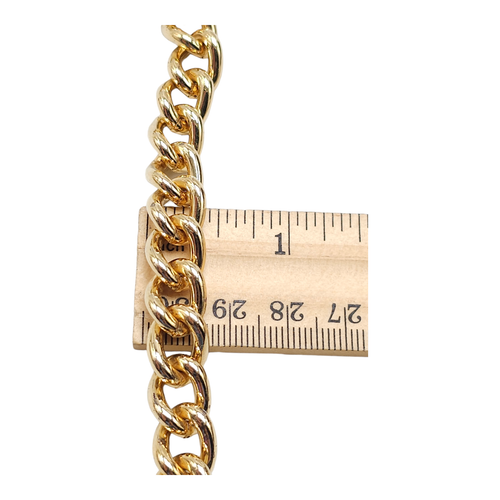 Collana catena grossa maglia cubana chiusura aragosta tono oro vintage 18 pollici - Foto 4 di 5