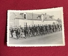 WW2 WWII Original German Military wartime Photo Steel Helmet Soldiers Marching