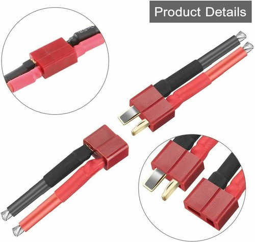 8 PCS Deans Style T Plug Female Male Connector Adapter 12AWG Wire RC Battery USA - Picture 7 of 10