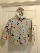 Calvin Klein Jeans Boys Gray Hooded Sweatshirt with Logo Size 7