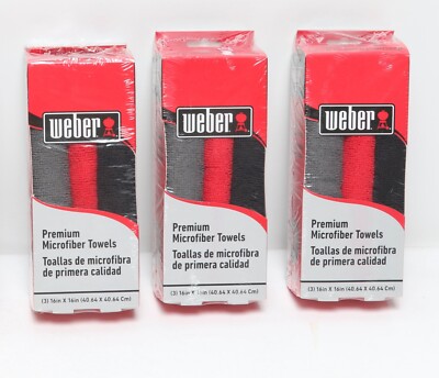 3 Packs of 3  Weber Microfiber Cleaning Cloth 16 in. W x 16 in. L