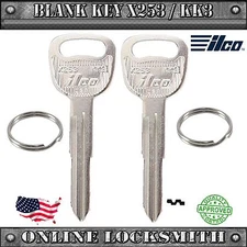2 New Ilco Keys For Kia Rio / Kia Sedona / Kia Sephia - Blank KK3 / X253 