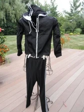 Girl’s BN Blanc Noir Warm Up Jacket With Hood Pants Black White Set Large