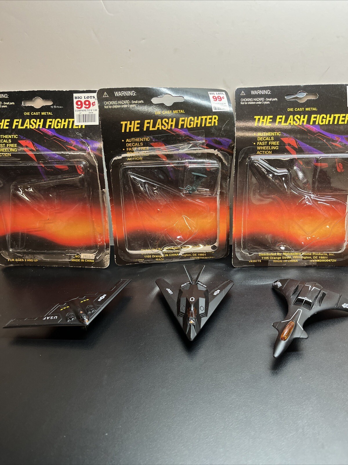 Vintage Diecast USAF Model Stealth Fighter Jet Airplane Set SR71, B2, F117 C1 International