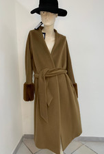 Cappotto donna Grigiombra con cintura cammello taglia 44 made in Italy
