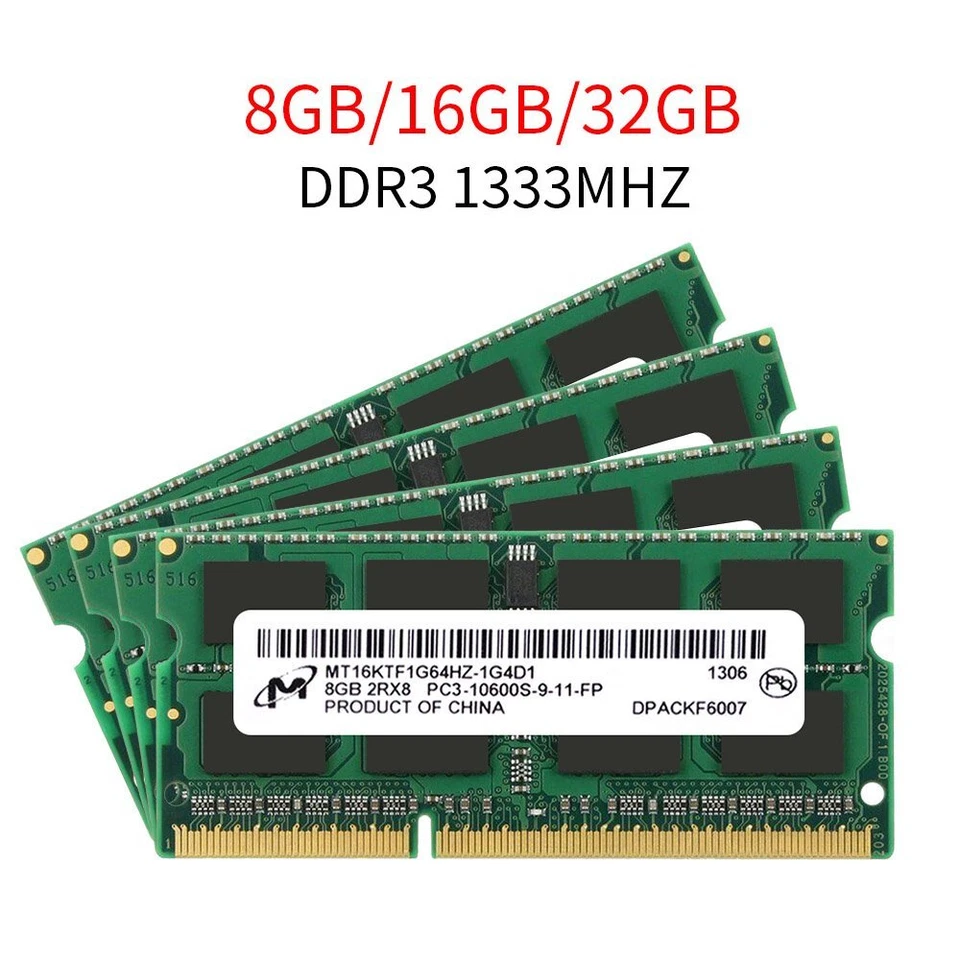 Micron 32GB 16GB 8GB DDR3 DDR3L 1333MHz 1600MHz 204Pin Laptop Memory SDRAM LOT - Image 3 of 4