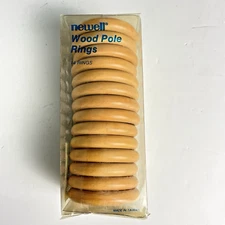 Wooden Curtain Drapery Round Pole Rings Metal Eyelets Set Of 14 NEW