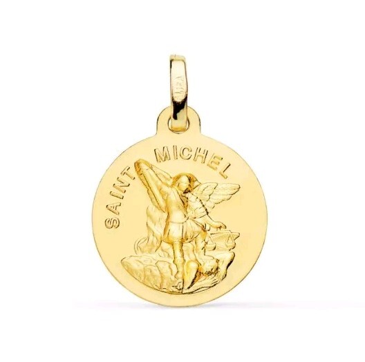 Colgante Oro 9k 375 mls. Medalla Saint Michel 16 MM. 1,35 Gramos