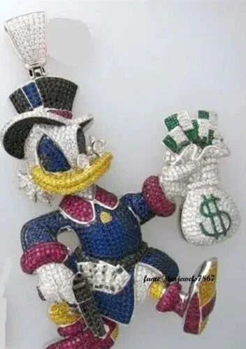 VETEMENTS Ciondolo Ciondolo Personalizzato Diamante Multicolore Rotondo Simulato Argento Sterling 925