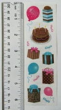 Sandylion BIRTHDAY CELEBRATION - 1 Strip of Vintage Birthday Party Stickers 