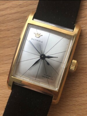 Olympic Rare Tank Vintage Watch Uhr 50s 50er NOS Sector Dial Container Case