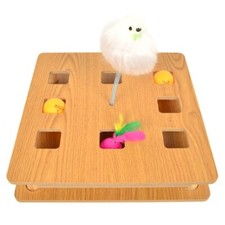 Cat Scratch Play Toy Heavy-Duty Wooden ,Hunt with Spring, Balls, Stimulation