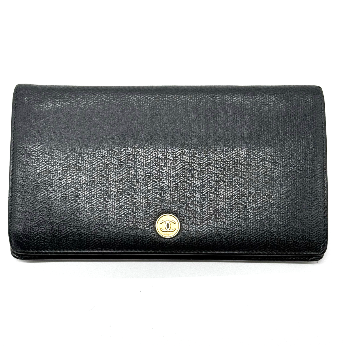 CHANEL Long Wallet Purse Coco Mark Leather Black Authentic CHANEL Long Wallet Purse Coco Mark Leather Black Authentic