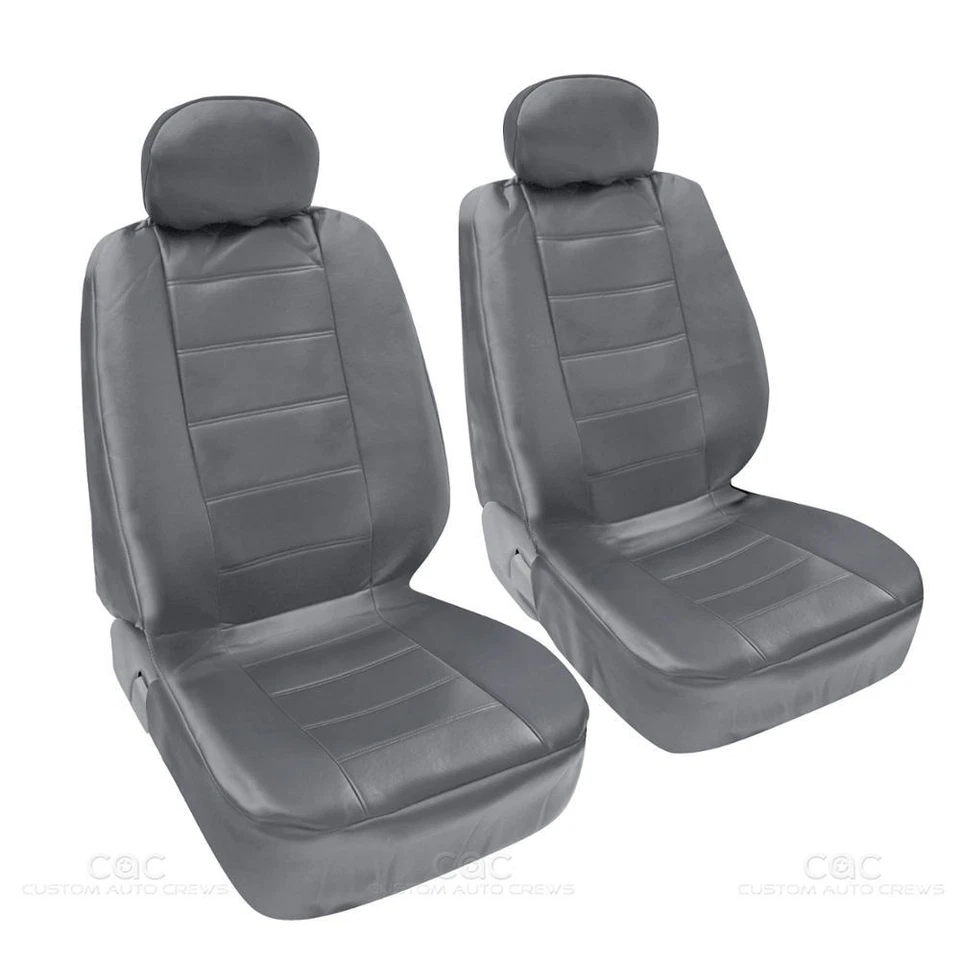 Juego completo de fundas de asiento de cuero sintético gris para coche con accesorios Foto 4 de 4