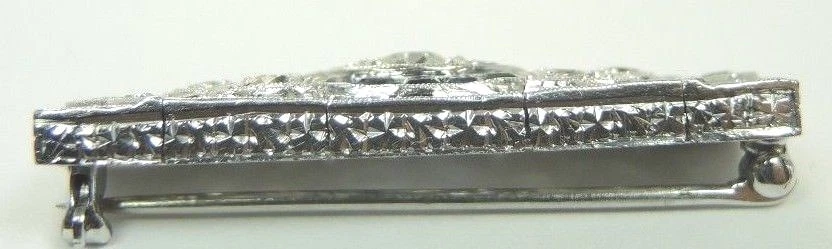 Antiguo broche prendedor de diamantes Art Deco años 20 platino EGL EE. UU. tasación 1,35X,4" Foto 3 de 4