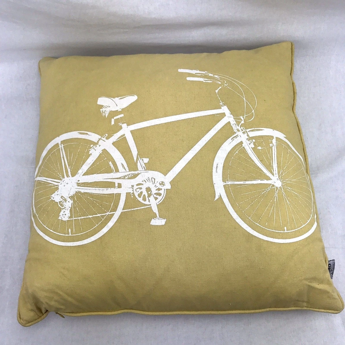 Bicycle Art Thro Pillow by Marlo Lorenz Yellow Insert Feather Down