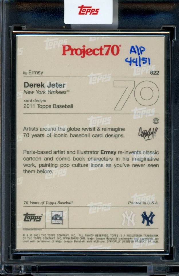 2021 Topps Project 70 Card #622 Derek Jeter 2011 by Ermsy Artist Proof AP #d /51 - Image 2 of 2